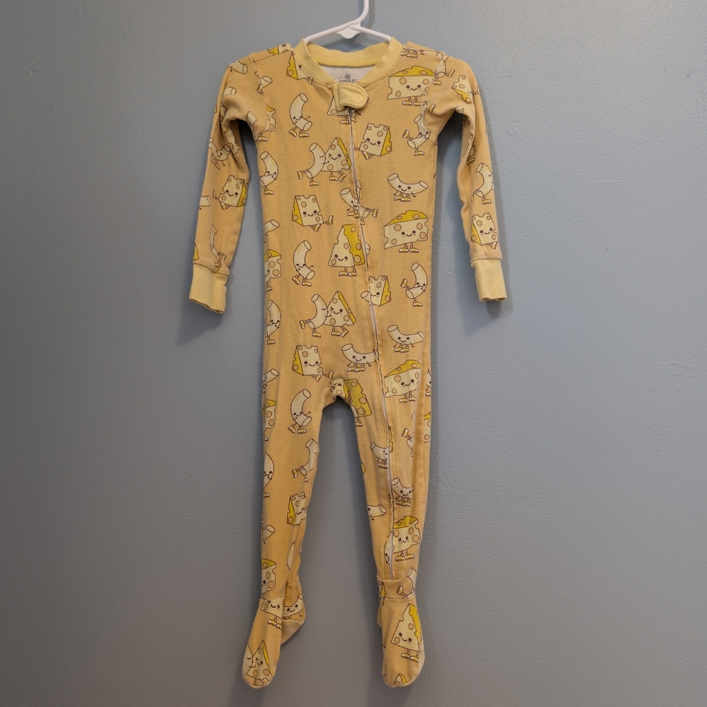 Honest Macaroni Cheese Yellow Onesie Footed Sleeper